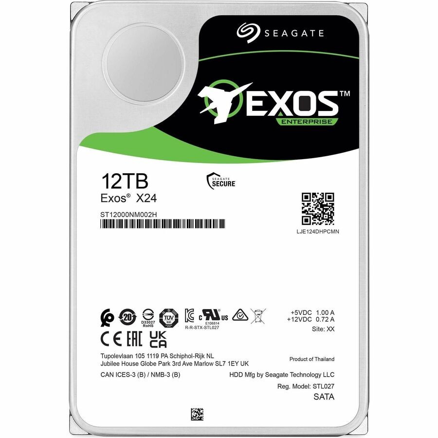 Seagate Exos X24 ST12000NM002H 12 TB Hard Drive - 3.5" Internal - SATA
