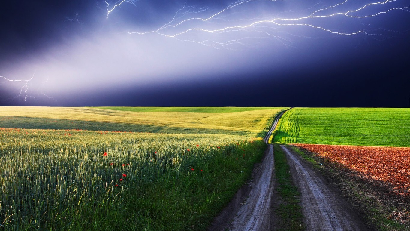 Landscape storm field sky dirt road art plants Custom Gaming Mat Desk