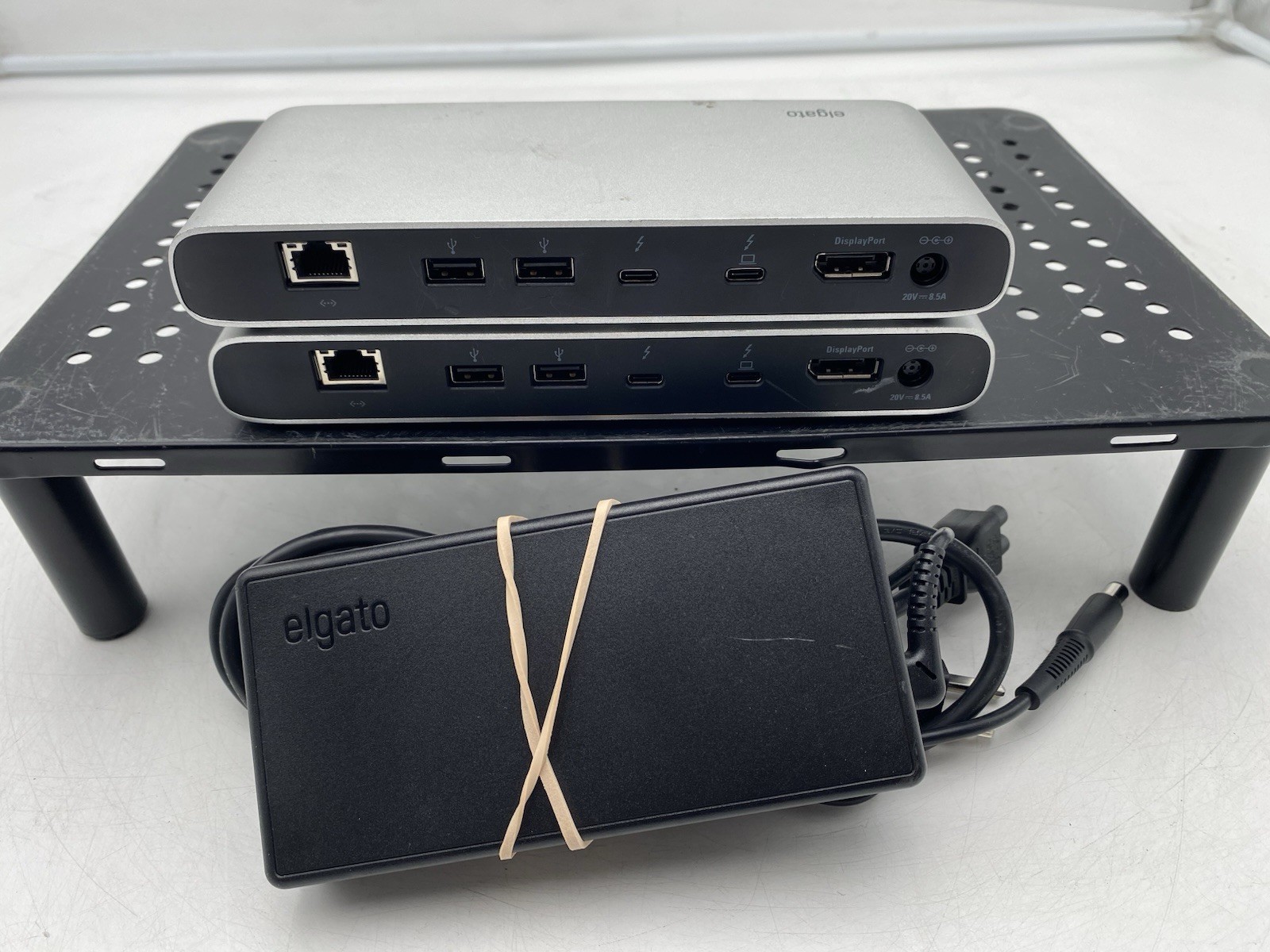Lot of 2 Elgato Thunderbolt 3 Docking Station 20DAA9902 w/ 1x Elgato AC Adapter