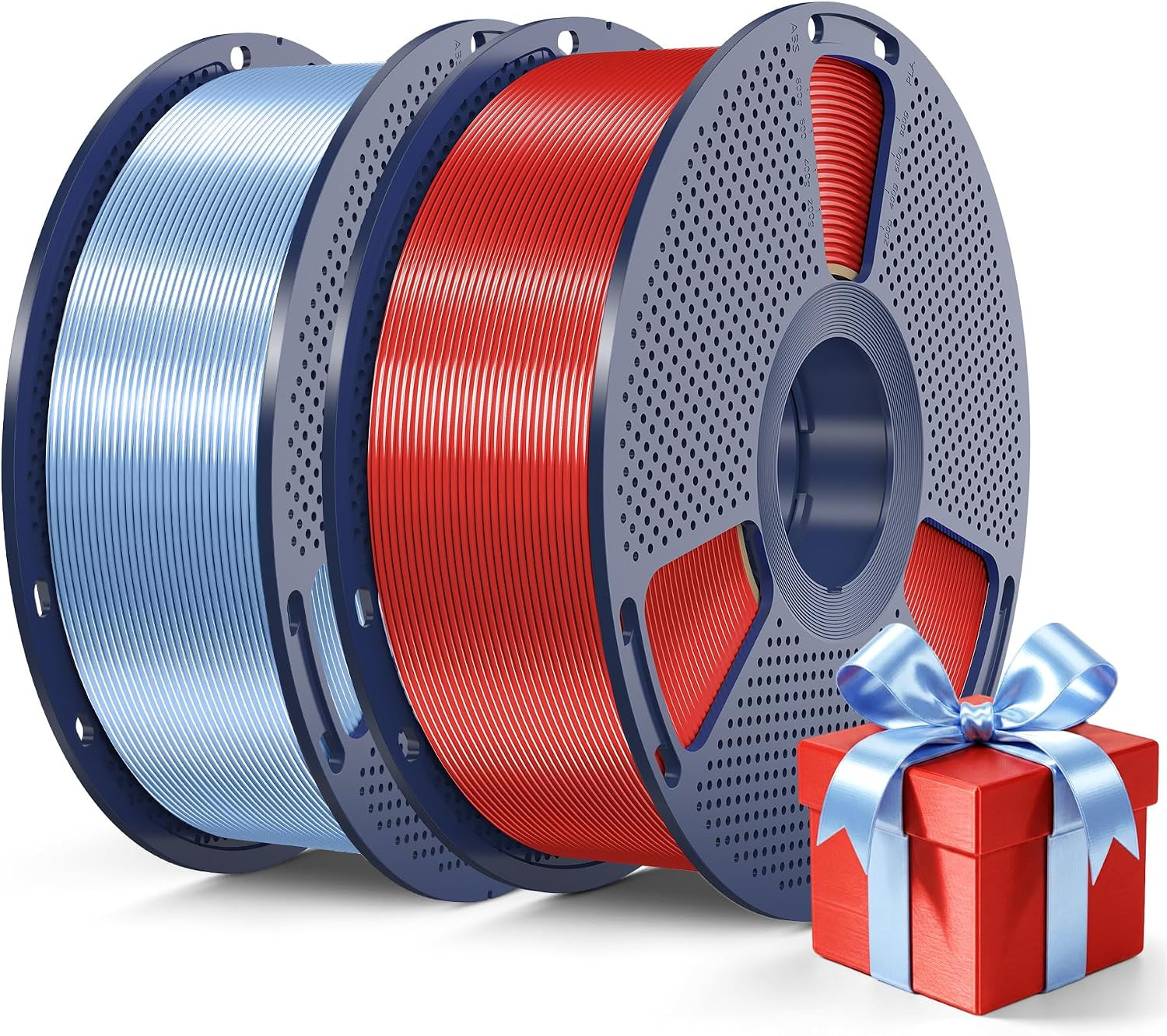 Silk 2.0 PLA 3D Printer Filament,2Kg,Streamer Blue+Luxury Bright Red