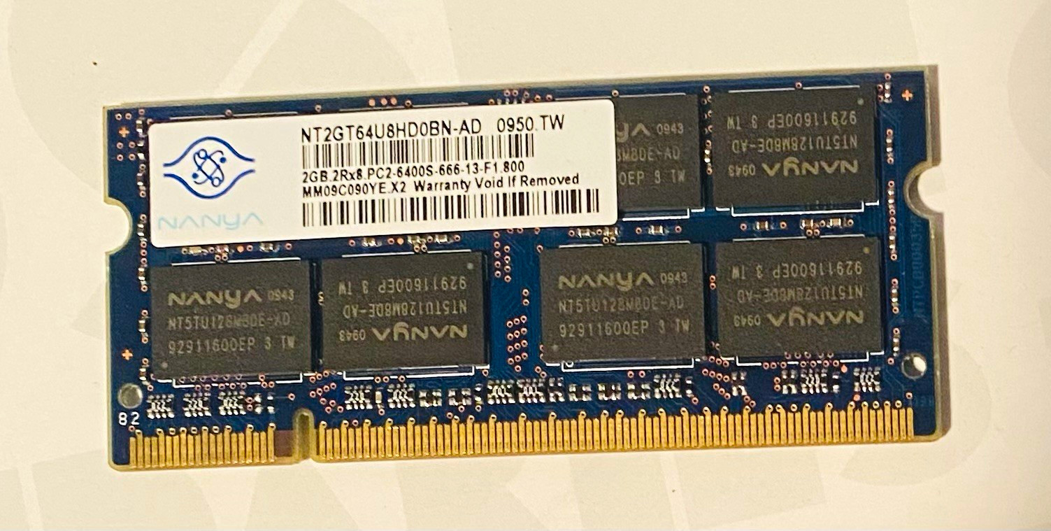 Nanya 2GB DDR2 800MHz PC2-6400S Laptop RAM NT2GT64U8HD0BN-AD Tested
