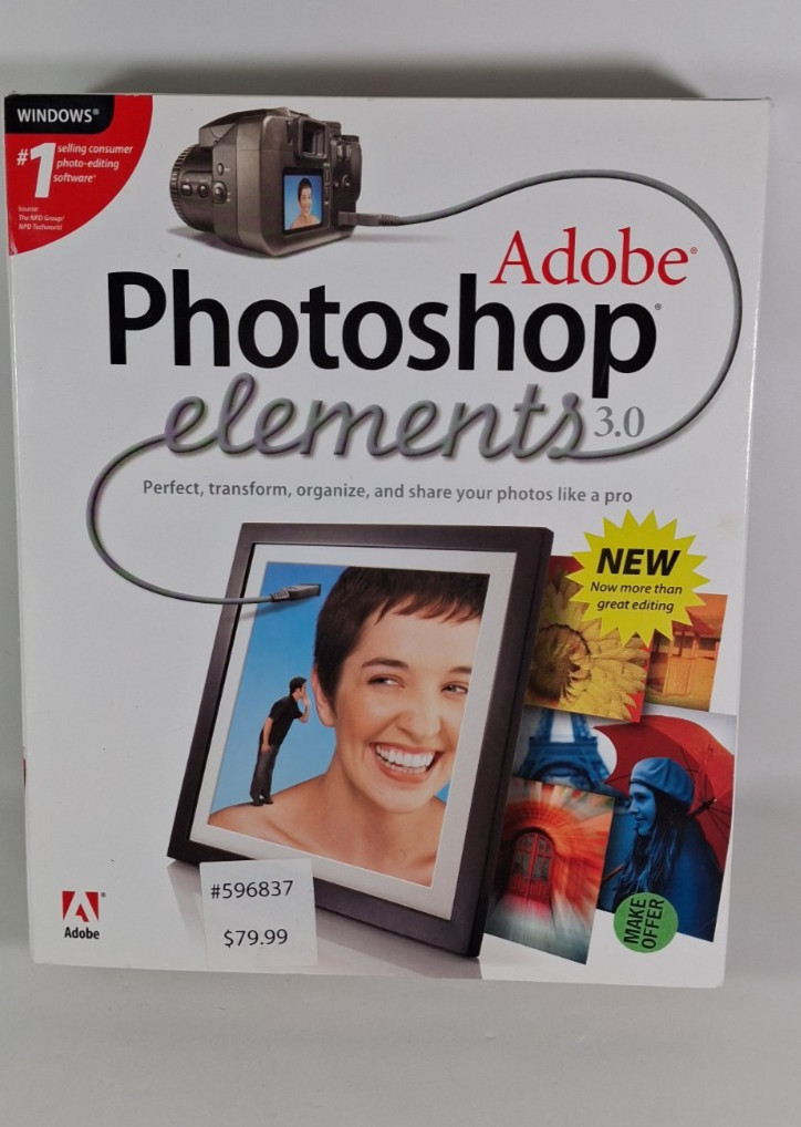 VINTAGE FACTORY SEALED Adobe Photoshop Elements 3.0