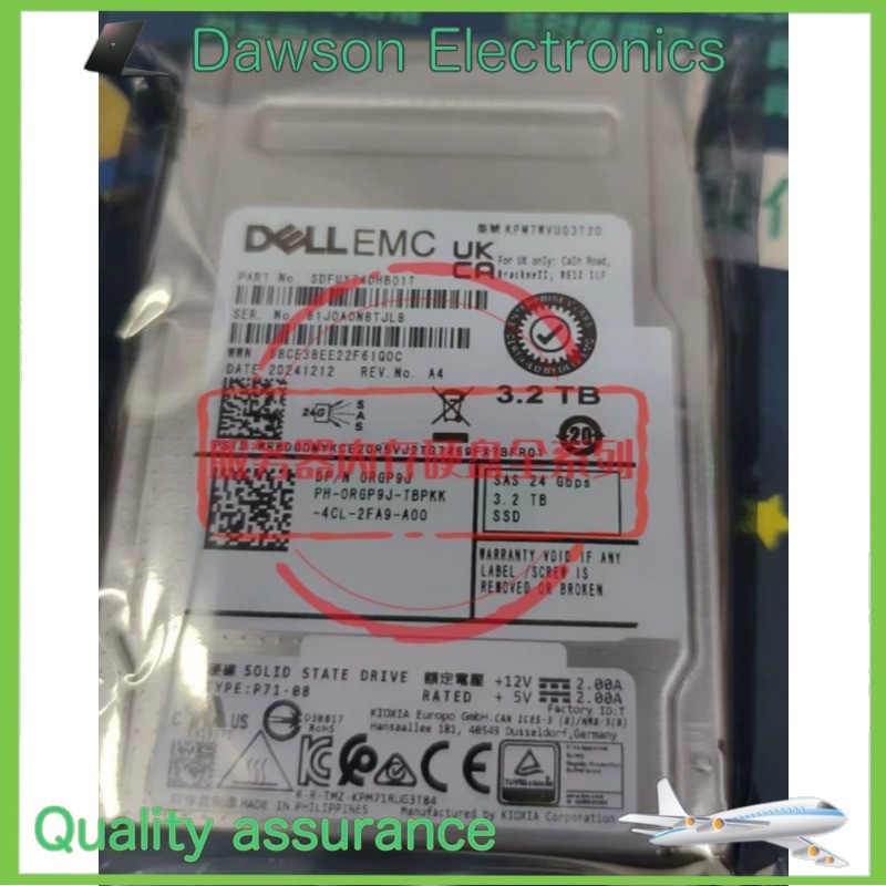 KPM7WVUG3T20 Dell R750 24GB 0RGP9J 3.2TB SAS SSD Hybrid Solid State Drive New