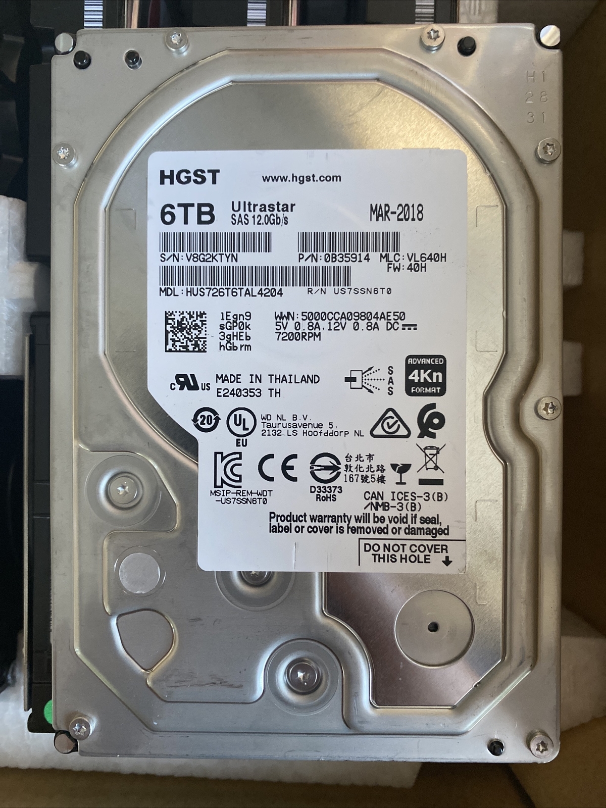 HGST 0B35914 Ultrastar 7K6 HUS726T6TAL4204 6 TB Hard Drive - 3.5" Internal - SAS