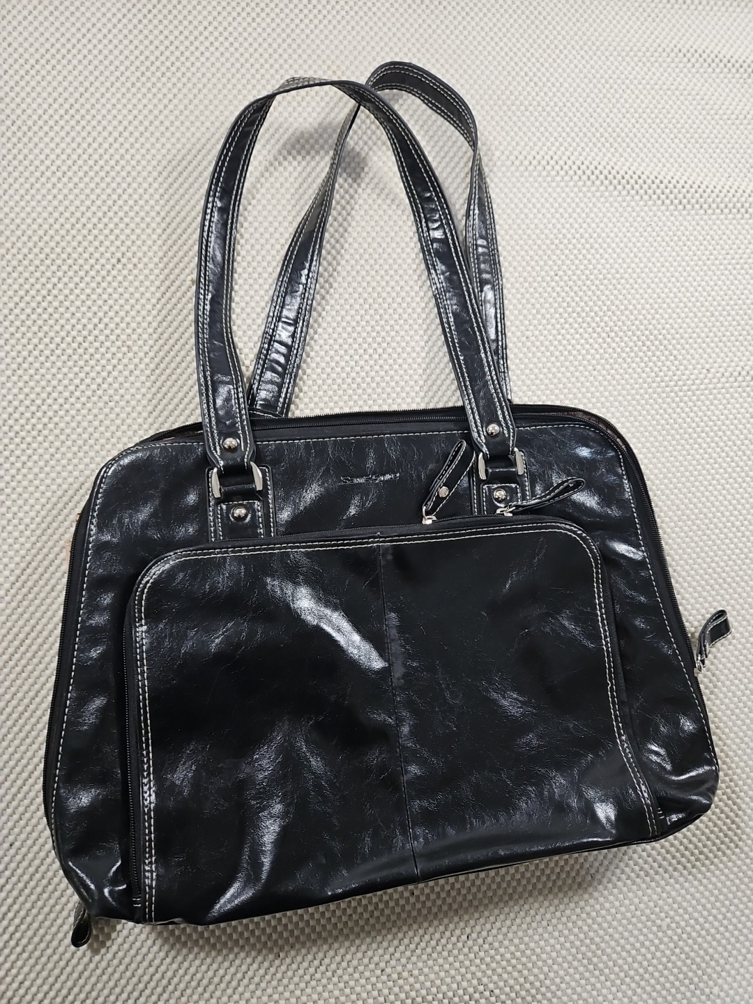 Samsonite Faux Leather Laptop Bag Black Shiny 