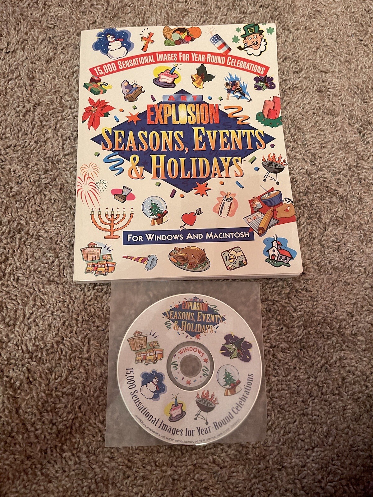 ART EXPLOSION Seasons, Events, & Holidays Clip-Art For Windows Manual & CD 1995