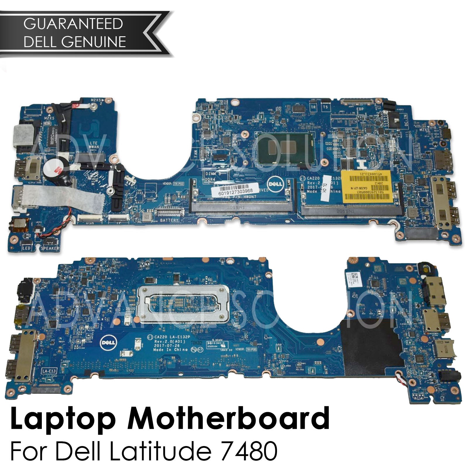 New Dell Latitude 7480 Motherboard I5-6300U 2.40GHz YF9VM 0YF9VM LA-E132P