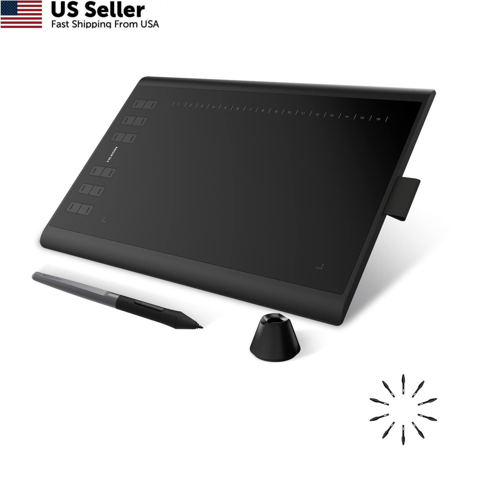 HUION Inspiroy H1060P Graphics Drawing Tablet, 10 x 6.25 in, Large, Black
