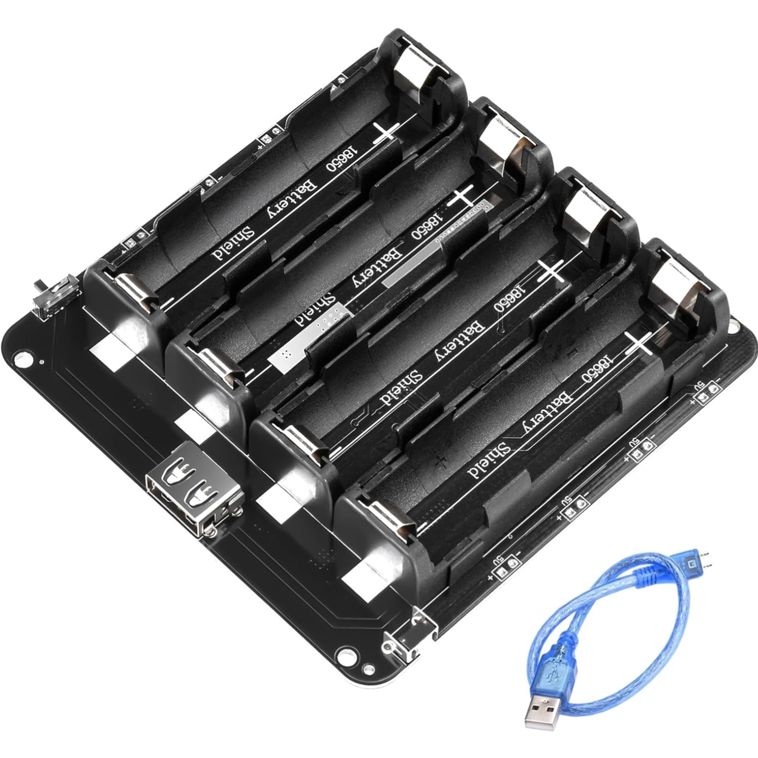 1865O Battery Holder Li-ion Battery with 4-Compartment Support Micro USB 5V/3...