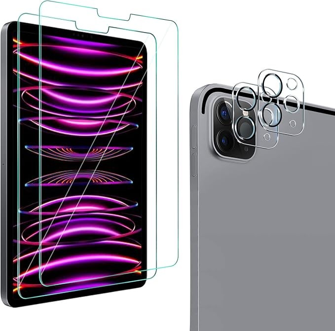 2+2 Pack Tempered Glass Screen Protector for iPad Pro 12.9 with Camera Lens Prot