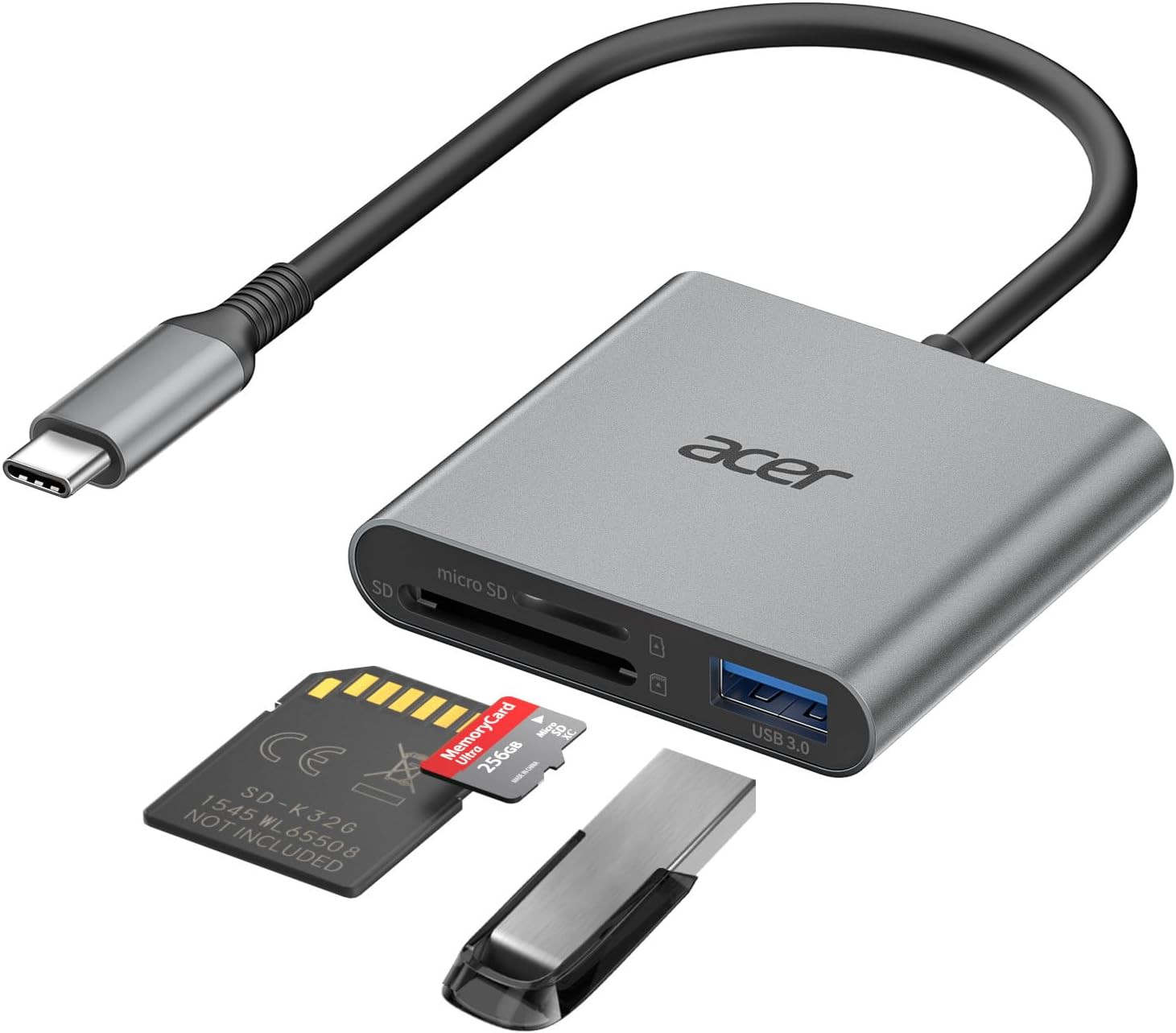 Acer SD Card Reader USB C, 3 in 1 Memory Card Reader with Dual Slots/Usb3.0 |