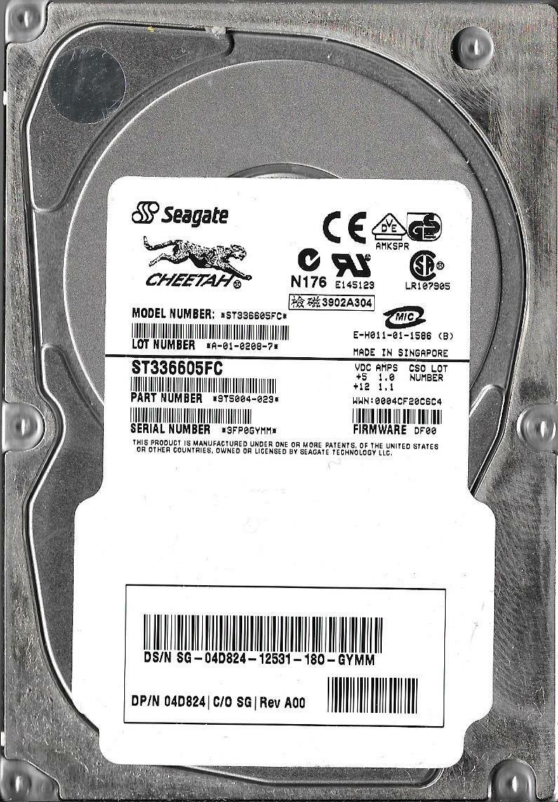 Seagate ST336605FC 36GB Fibre Channel Hard Drive P/N: 9T5004-023 F/W: DF00