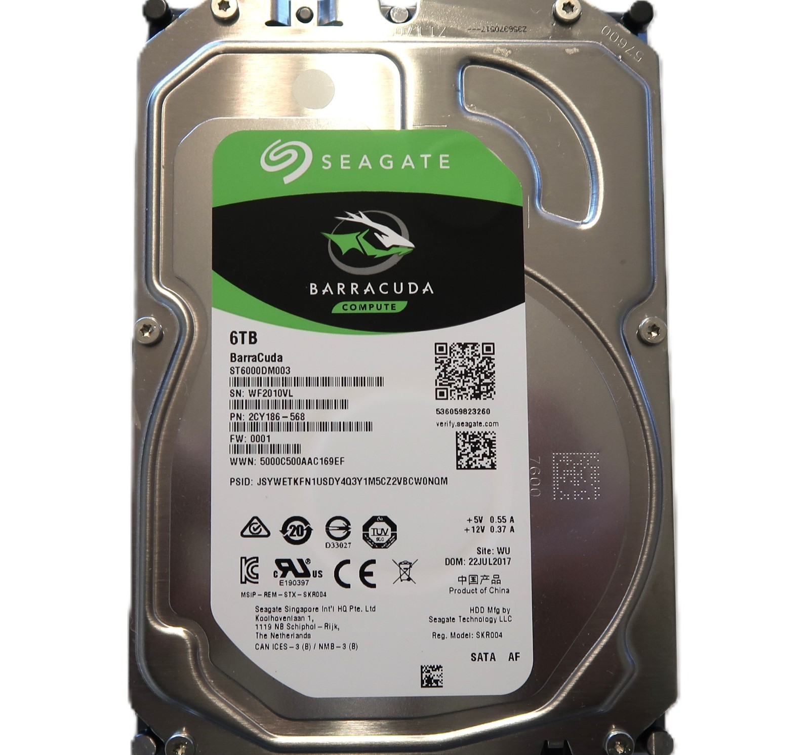 Seagate ST6000DM003 2CY186-568 0001 WU China (WF20) 3.5" 6TB Sata HDD JUL/2017