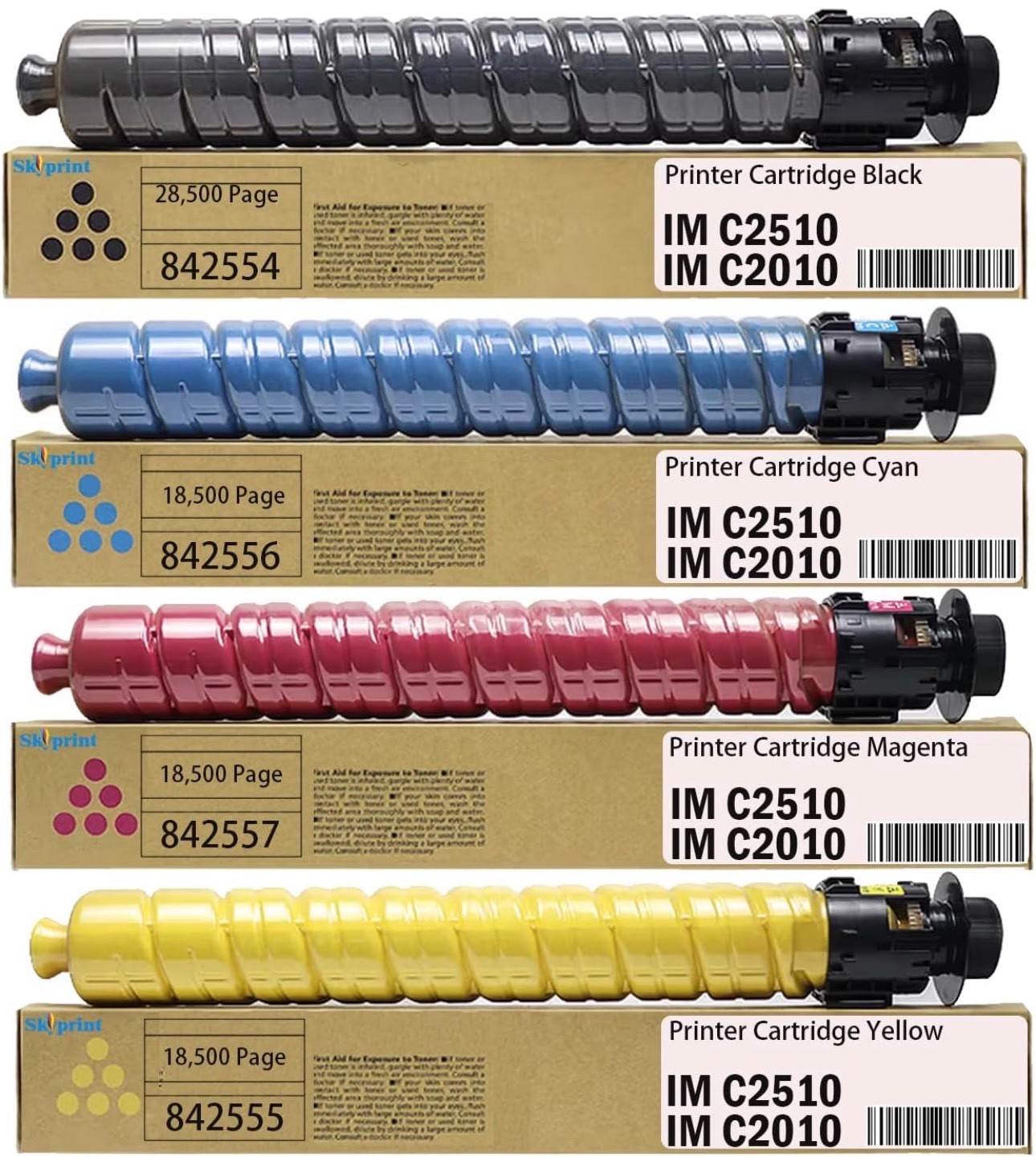 High Yield Toner Cartridge for Ricoh Savin Lanier IMC2510 IMC2010 4Pack BCMY