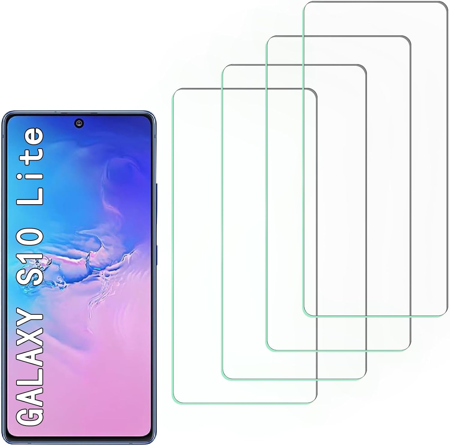 4 Pack Tempered Glass Screen Protector for Samsung Galaxy S10 Lite, Scratch Resi