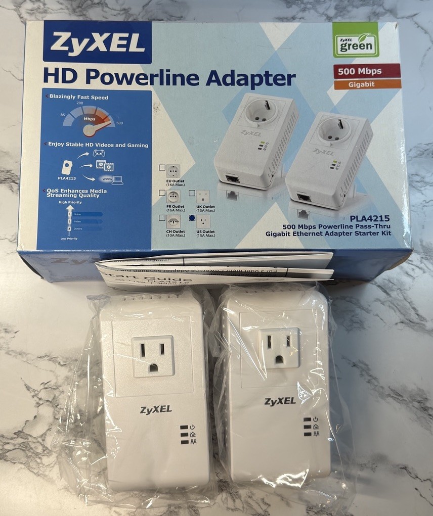 ZyXel HD Powerline 500mbps Network Adapters PLA4215 NEW