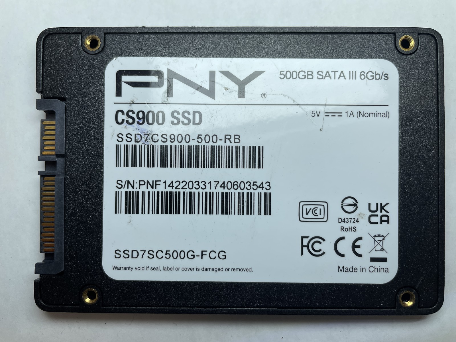 PNY CS900 500GB 2.5" SATA III Internal SSD SSD7CS900-500-RB