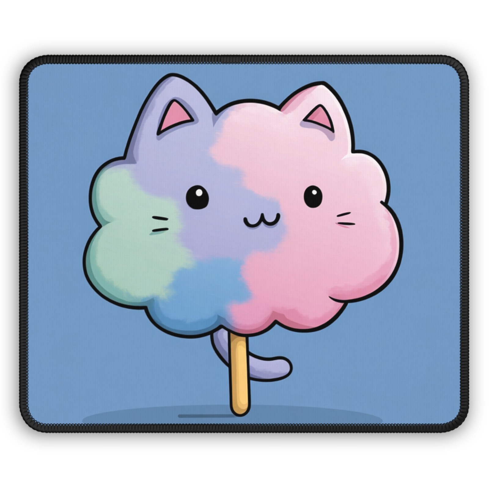 Kawaii Cotton Candy Cat Gaming Mouse Pad | Cute Pastel Gamer Desk Mat