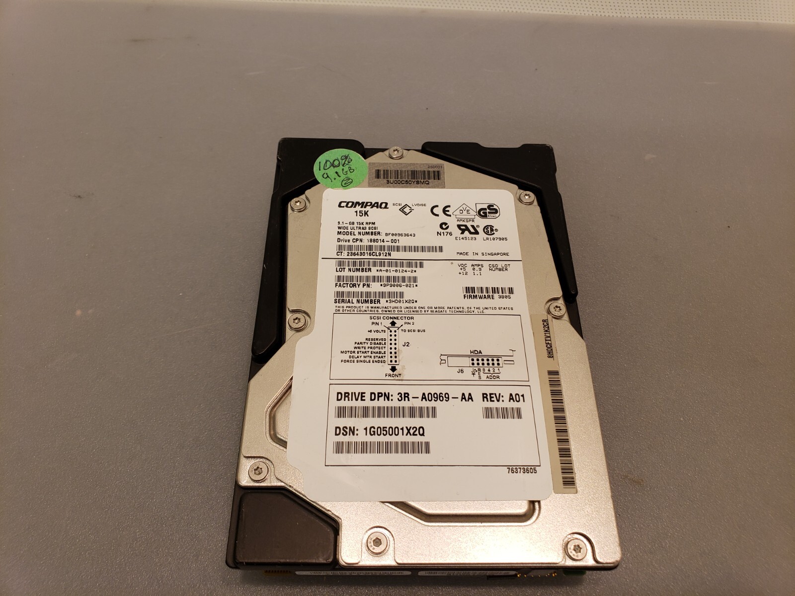 Vintage Compaq 188014-001 9.1GB 15K SCSI 80pin Hard drive HDD Ultra3 BF00963643
