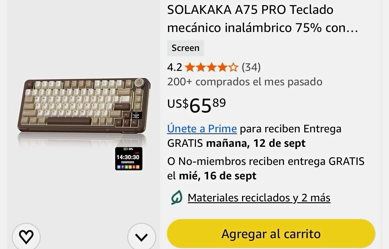 Solakaka A75 PRO Mechanical Keyboard Tri-Mode Illuminated 75% QWERTY English