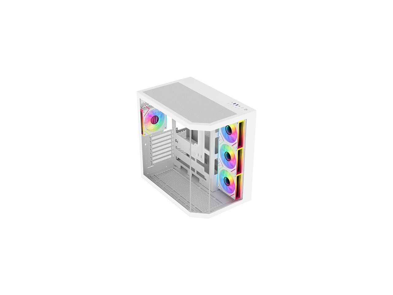 DIYPC ARGB-N3-W White USB3.0/ Type C Tempered Glass E-ATX /ATX Dual Chamber