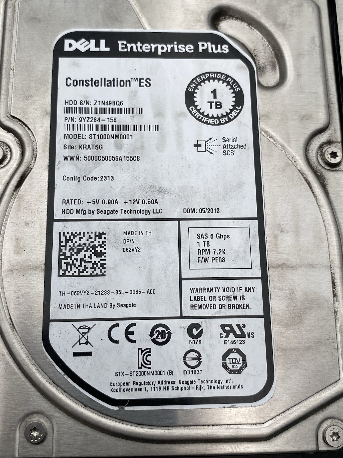 LOT OF 12 DELL Seagate ST1000NM0001 1TB SAS 3.5" HDD