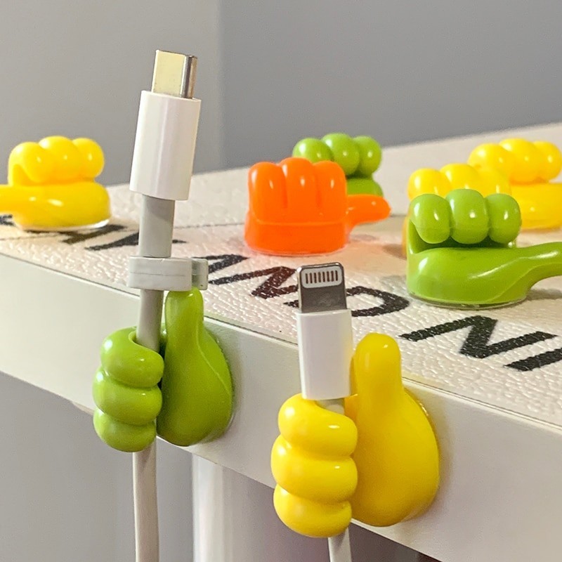 4PCS Silicone Thumb Cable Organizer Clips Wire Holder Wall Mount No Trace