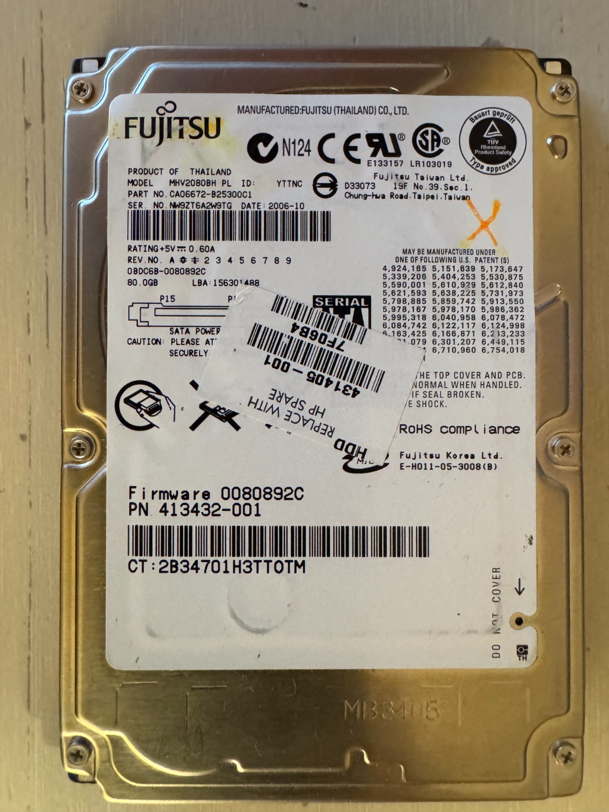 Fujitsu 80GB Internal 5400RPM 2.5" (MHY2080BH)