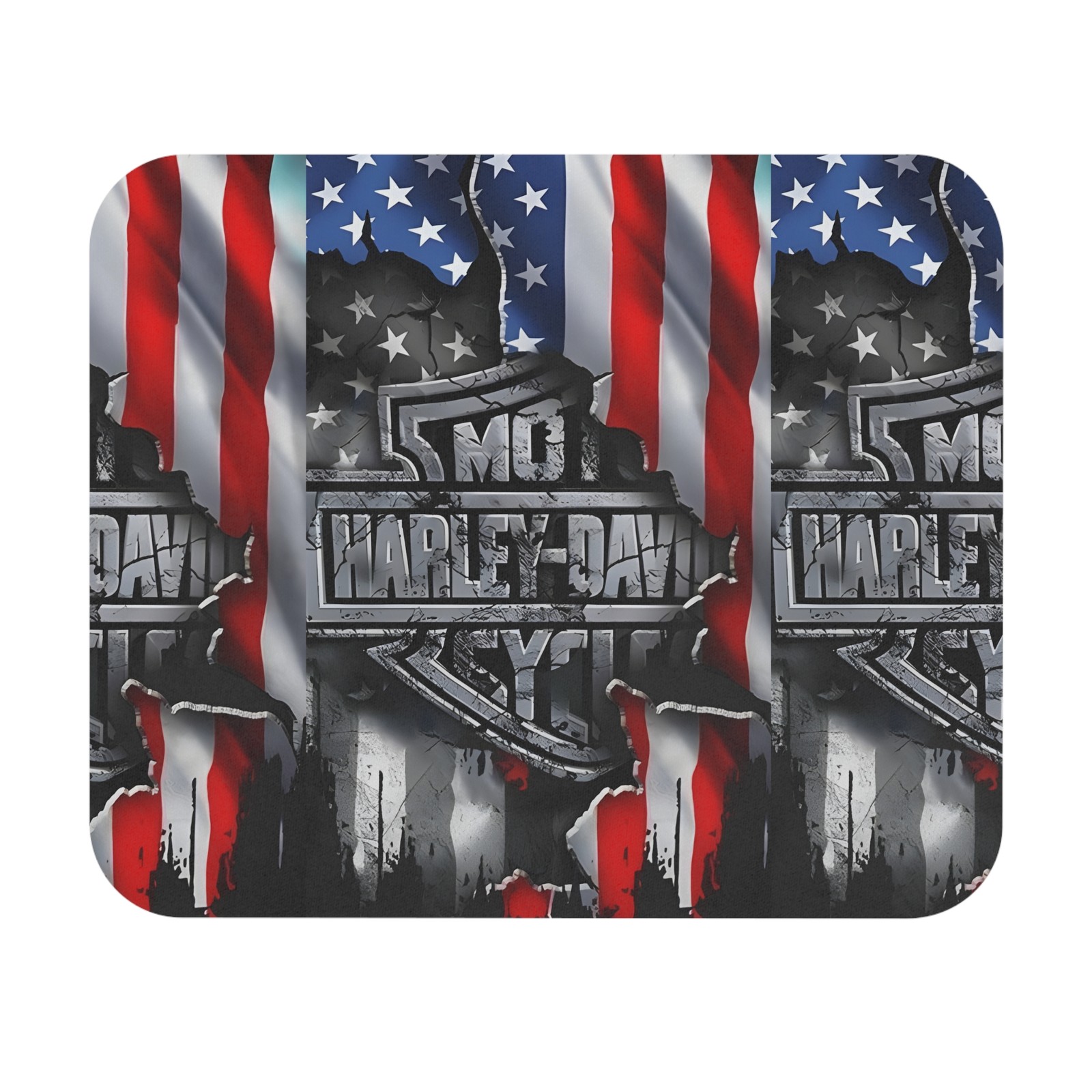 American Flag Harley-Davidson Logo Mouse Pad | Patriotic Motorcycle Desk Mat