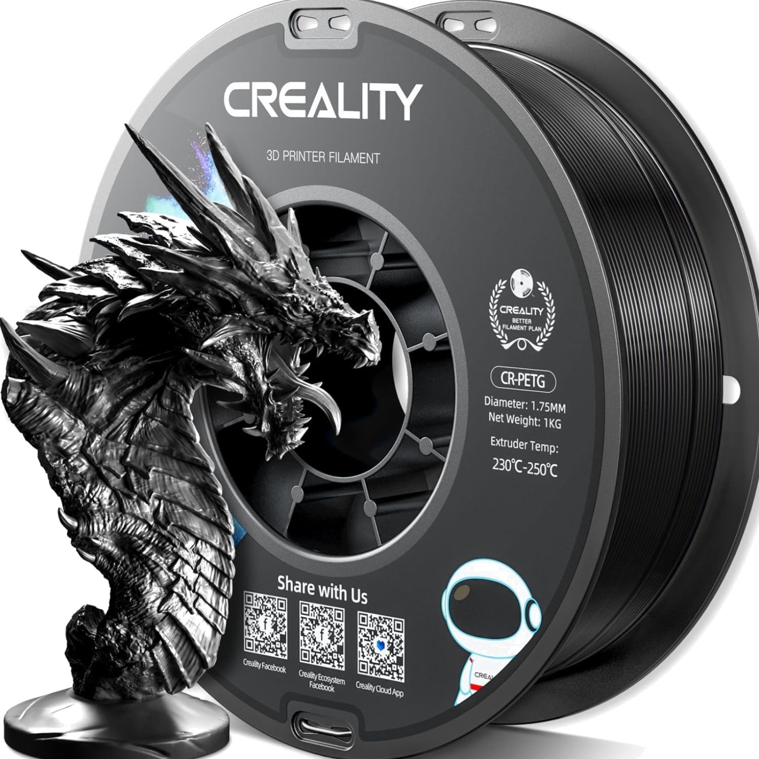 Official CREALITY PETG 3D Printer Filament 1.75mm 1KG 2.2lbs, High Precision ...