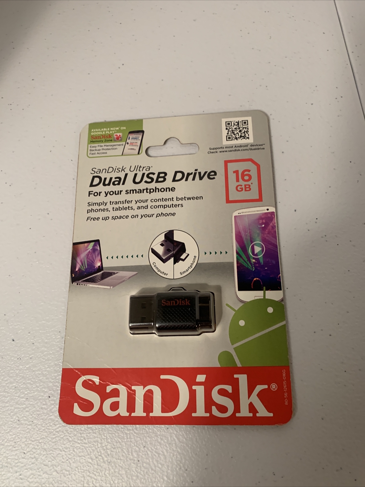 SanDisk Ultra 16GB Dual USB Drive For Smartphones, Tablets, Laptops Brand New