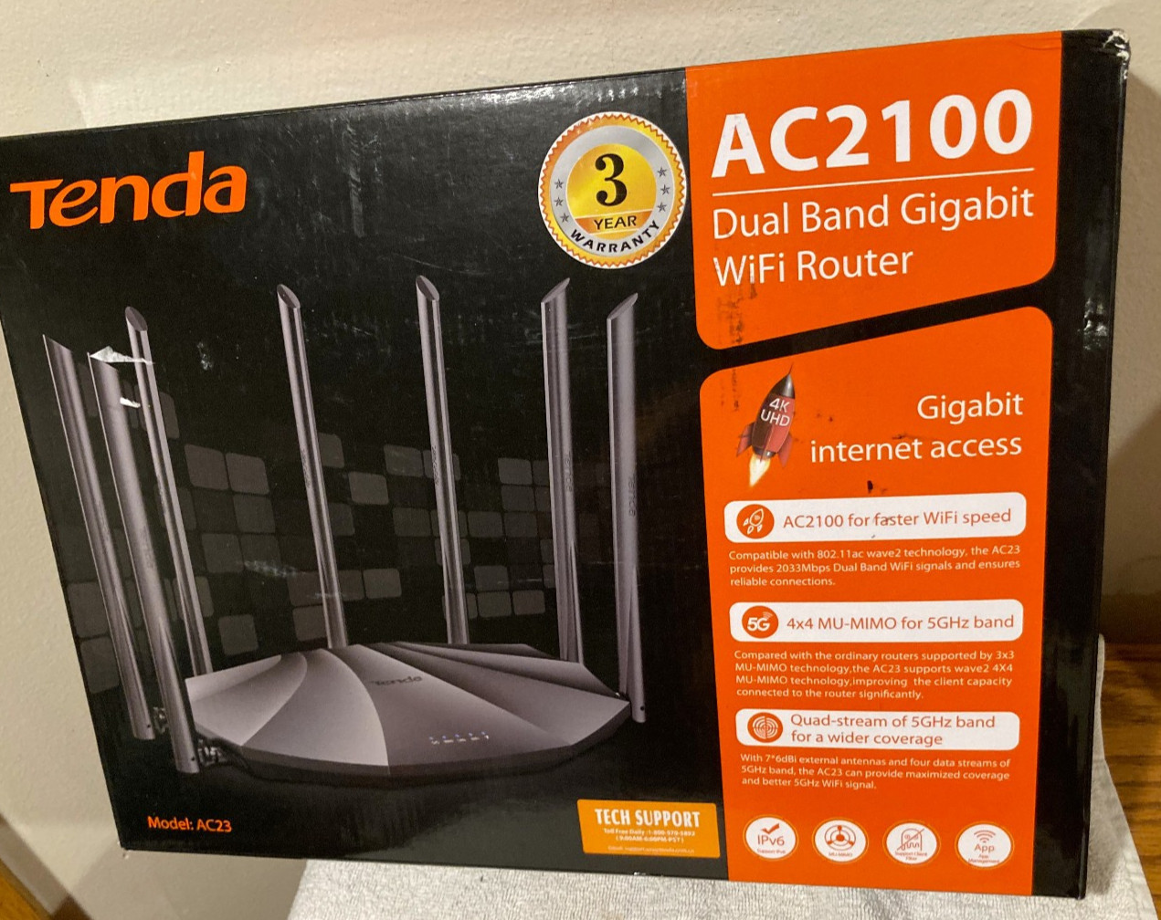 Tenda AC2100 AC23 dual-band Gigabit Wi-Fi 5 router to 2033 Mbps