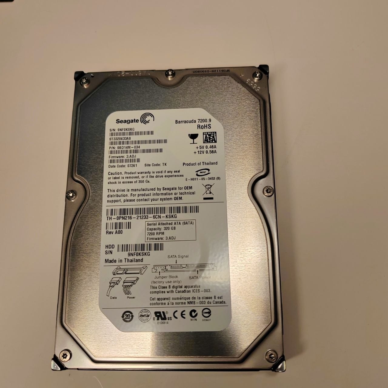 Seagate Barracuda 7200.10 320GB Internal 7200RPM 3.5" (ST3320620AS) HDD