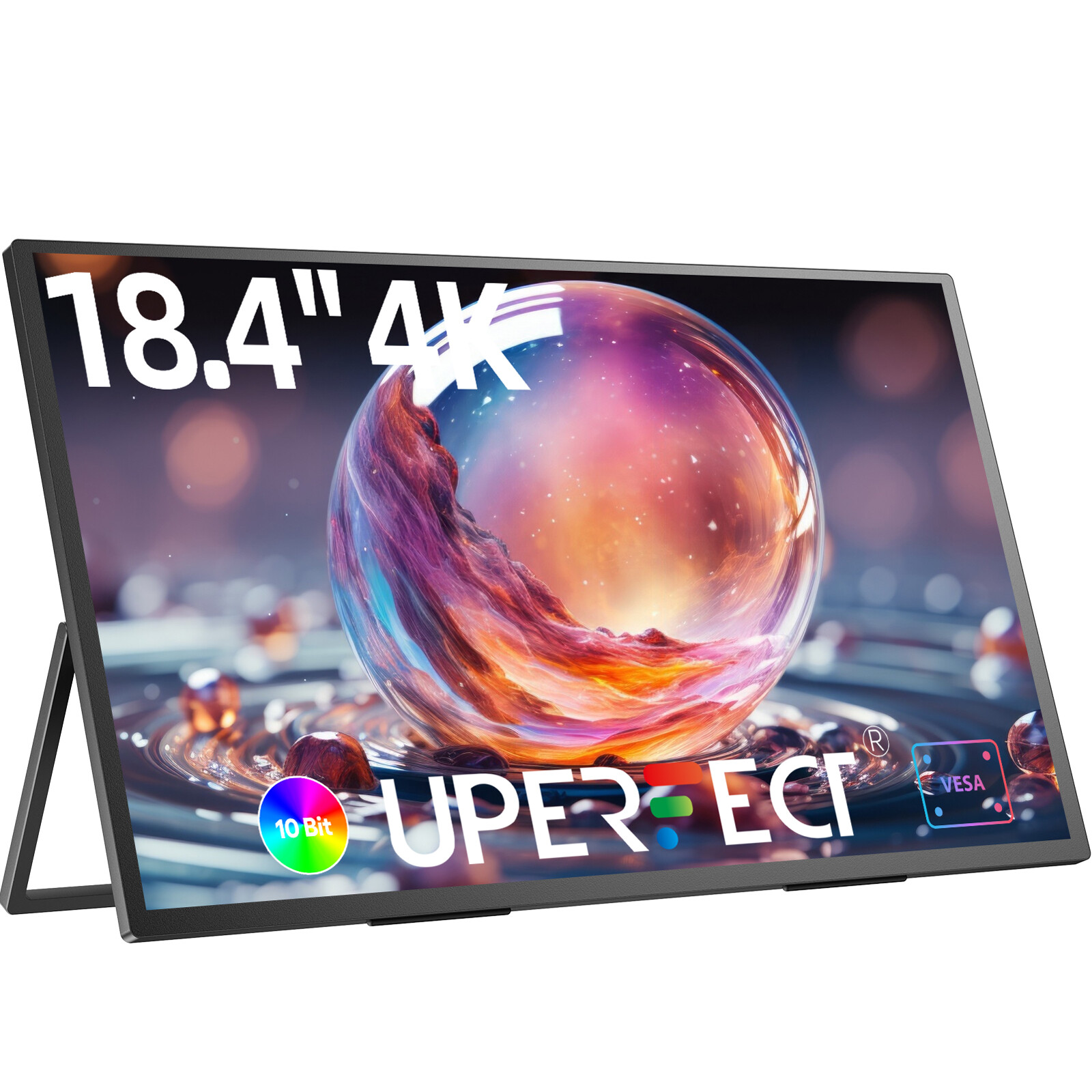 UPERFECT 18" 4K Portable Monitor 3840*2160 Ultra-Slim Screen w/Adjustable Stand