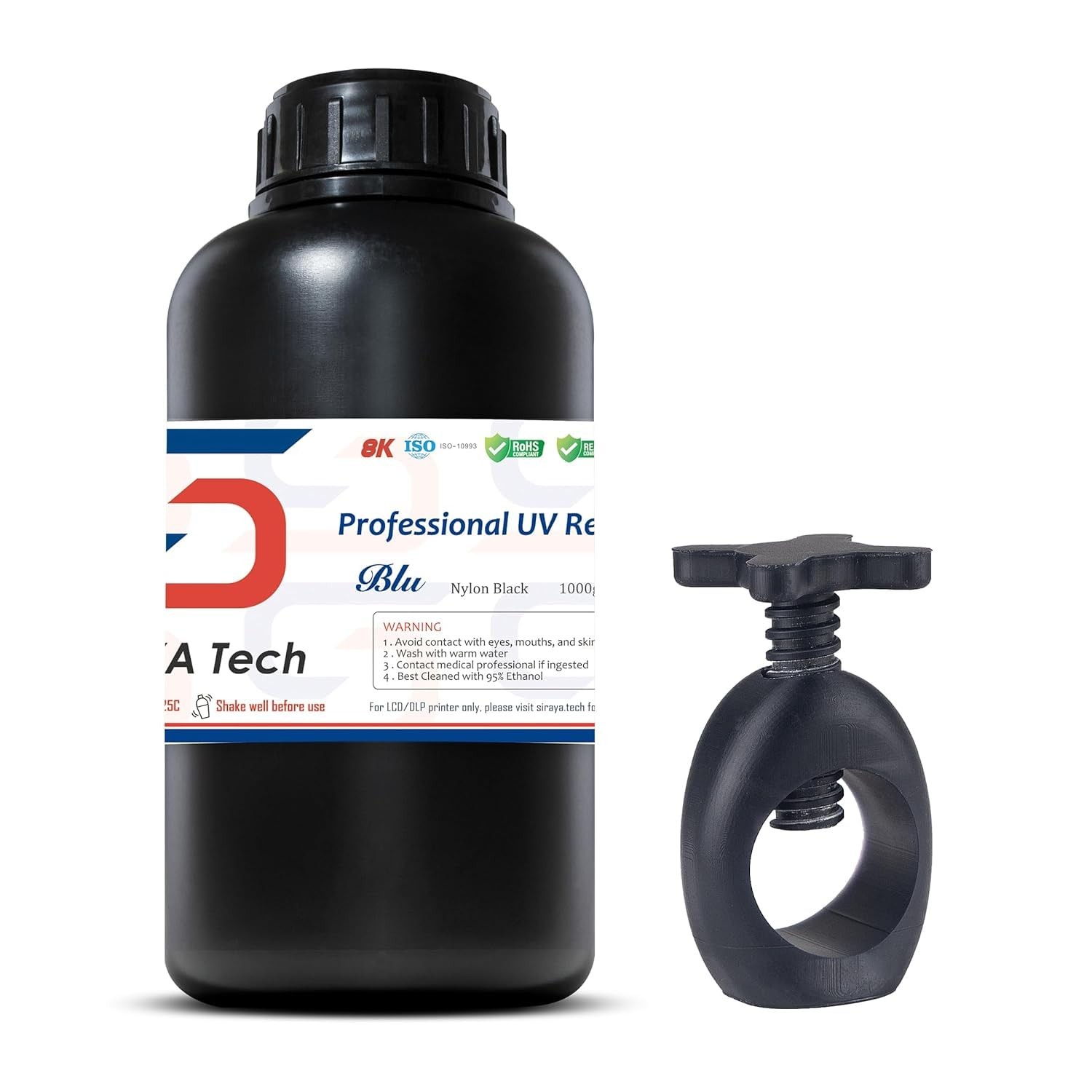 Blu Nylon-Like 3D Printer Resin (Nylon Black, 1kg) - High Toughness This