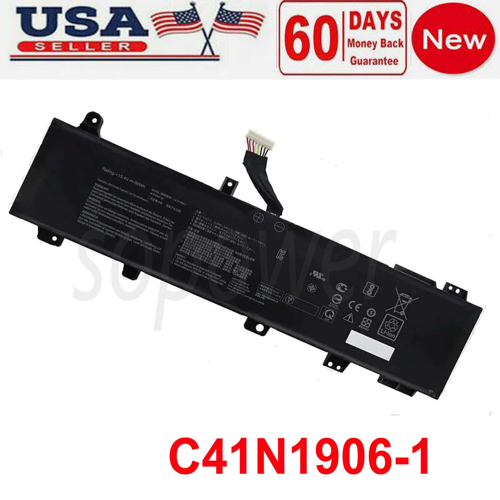 (Long cable) 90Wh C41N1906-1 0B200-03590000 B0B200-03620000 4ICP5/63/133 Battery