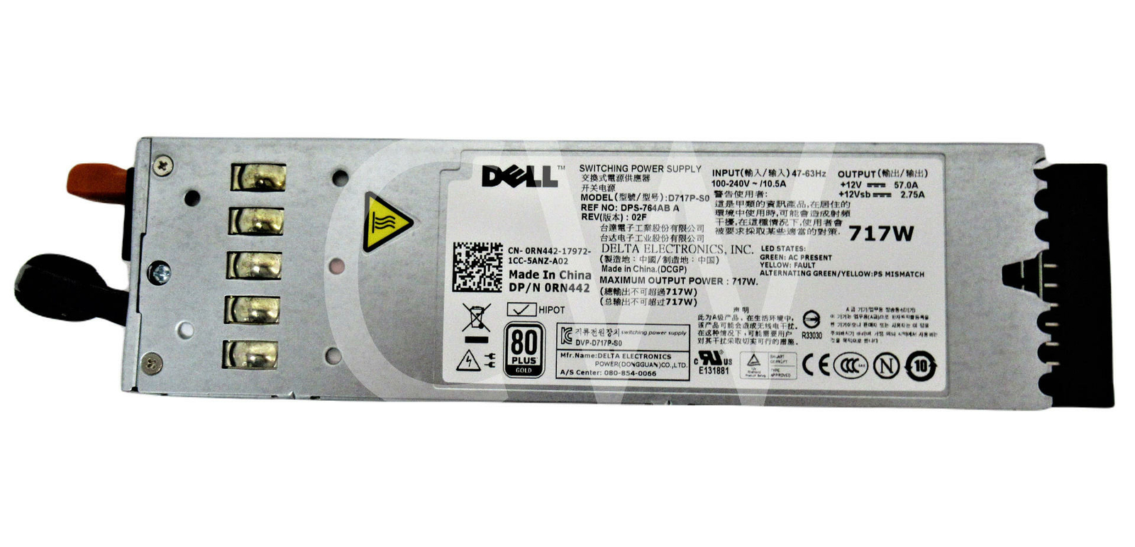 RN442 0RN442 Dell POWEREDGE 717-Watts 80 Plus Gold Switching Power Supply