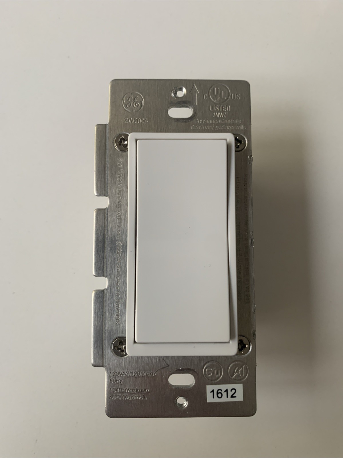 GE Jasco Add-on Switch ZW2004 White 12723 Auxiliary In-Wall Switch - New