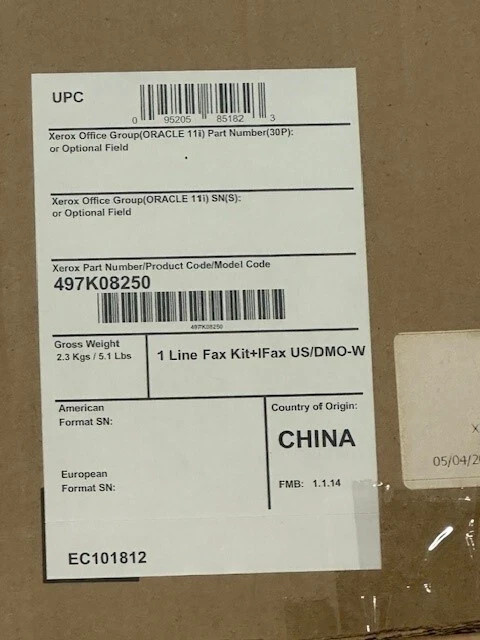 NEW Genuine Sealed Xerox 497K08250 1 Line Fax Kit And Fax Xerox WorkCentre 5325