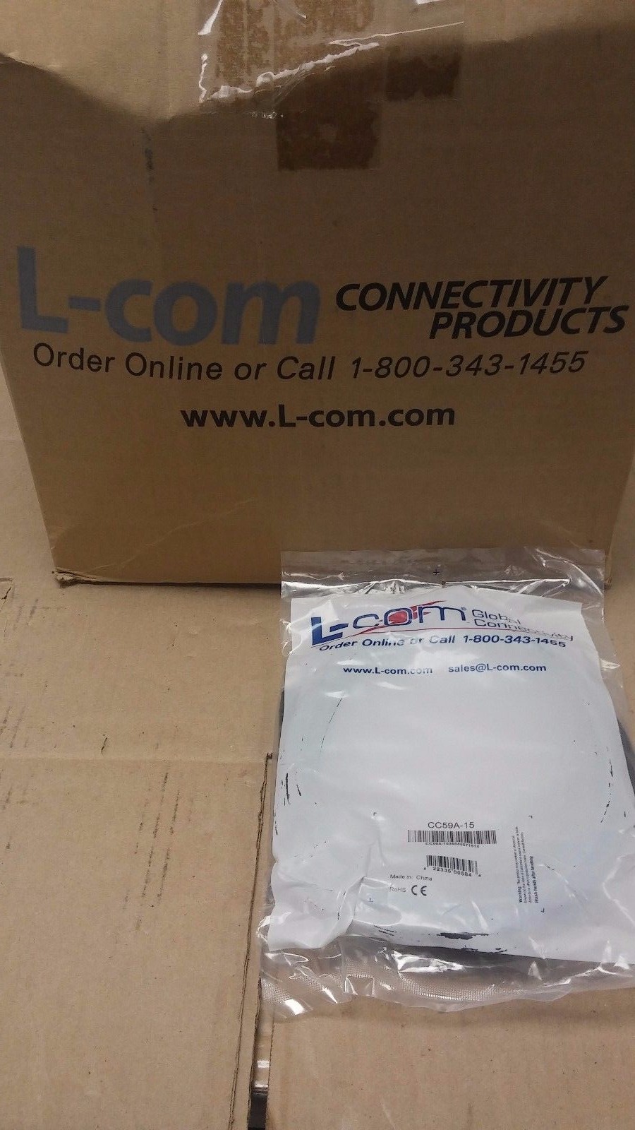 L-COM CC59A-15 BNC Male Male 15 ft RG59A Coaxial Cable