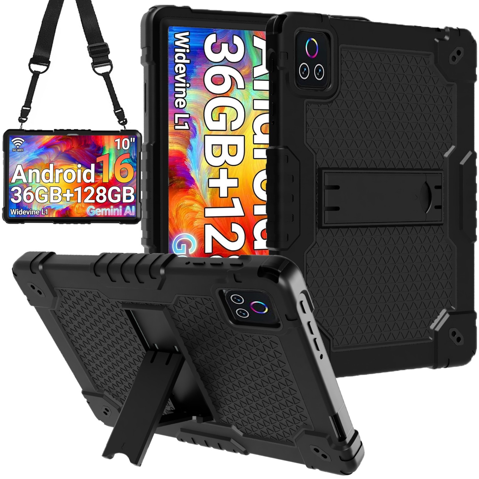 For URAO X109 10.1" Tablet 2026 Heavy Duty Shockproof Case Kickstand Strap Cover