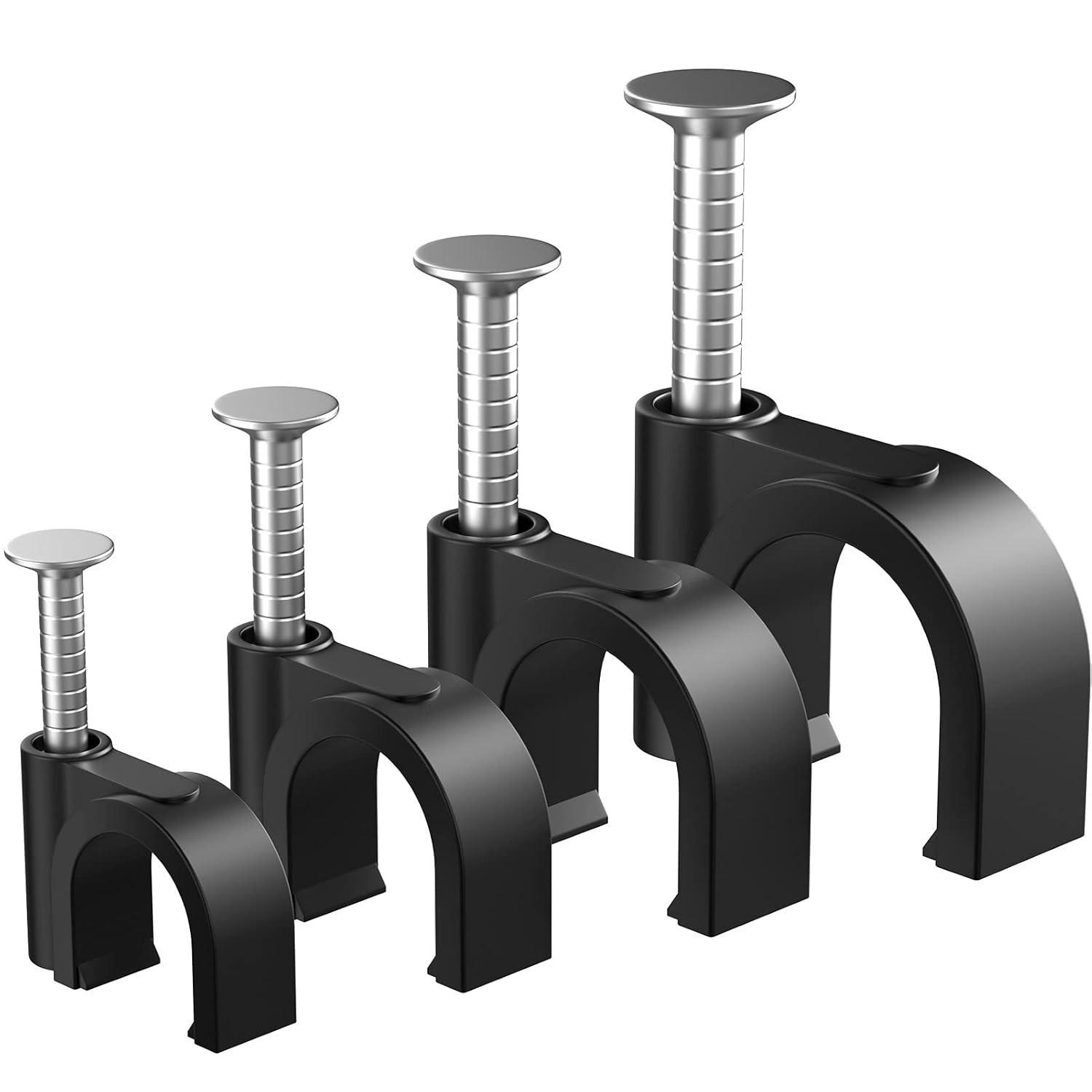400 Grapas Para Cables Con Clavo Negro 4/6/8/10mm Organizador Ethernet Coaxial