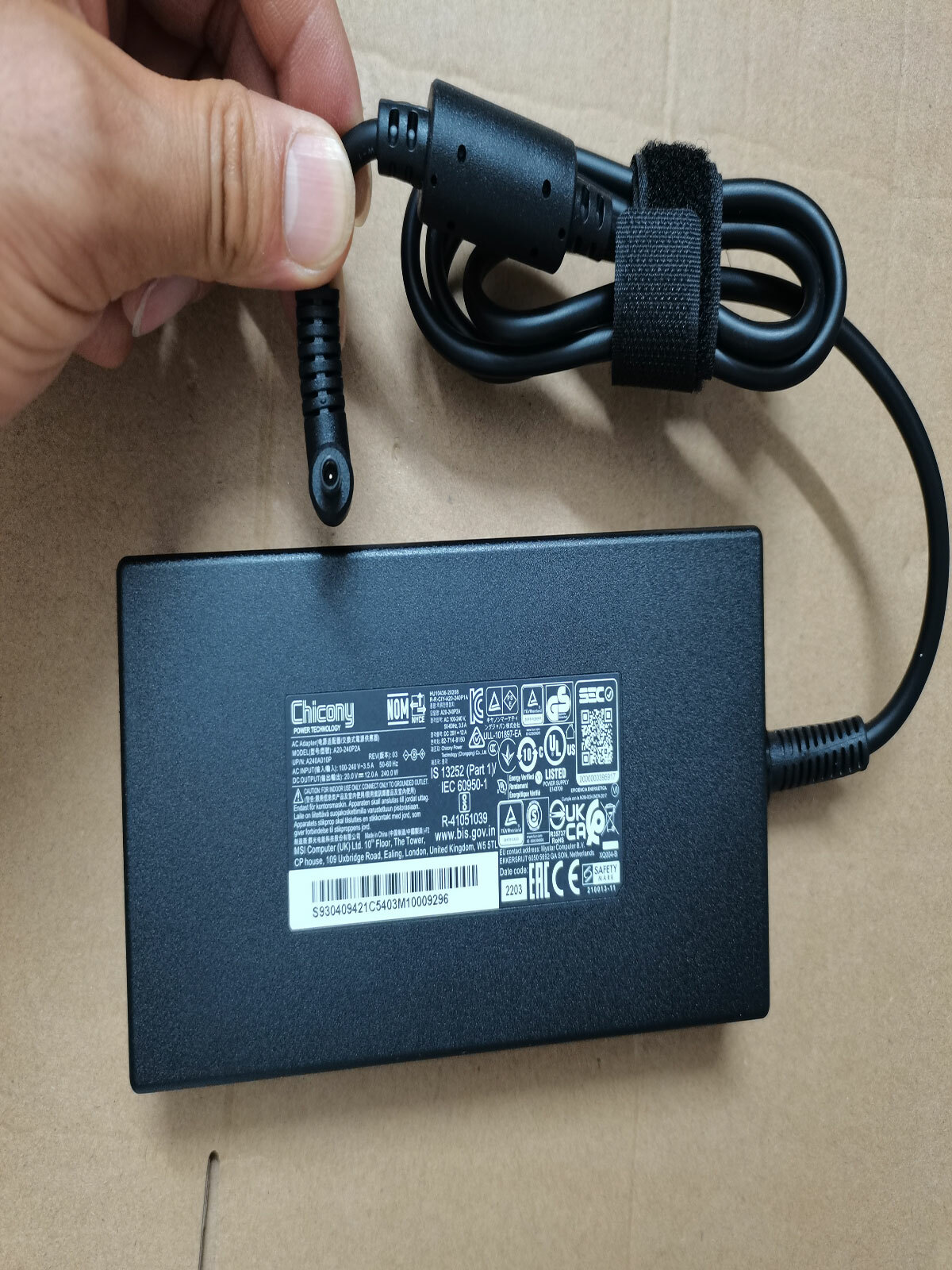 NEW Original Chicony 4.5mm 240W 20V 12A AC adapter For MSI Pulse GL66 12UGKV-464