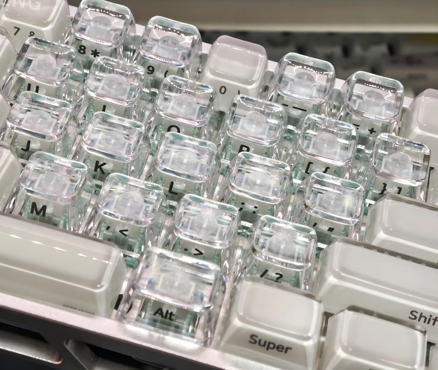 XVX 21Keys MDA Profile Clear Keycaps, Side Printed Characters,Backlit Glitter Sw