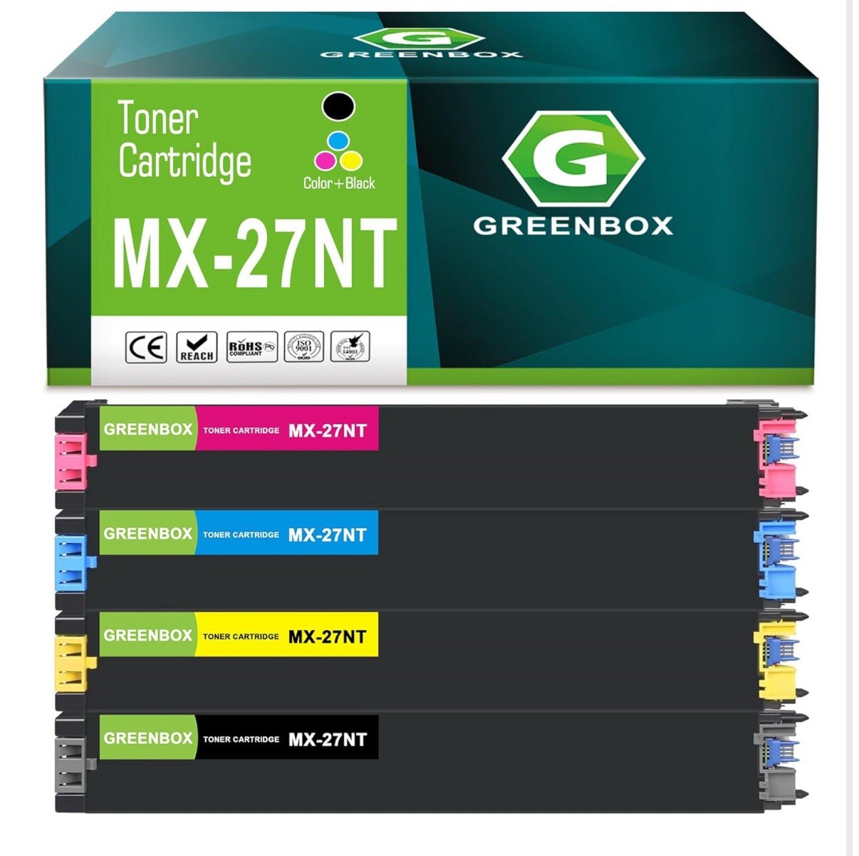 GREENBOX MX-27NT High Yield Toner Cartridge Replacement for Sharp MX-27NT(4pack)