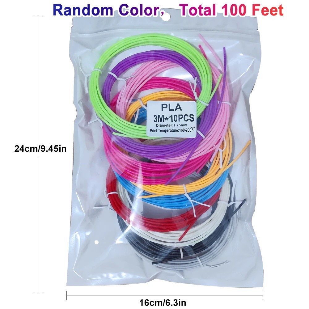 3D Pen Filament Refills 1.75mm PLA 10 15 32 Colors Pack Random Set 100 150 320ft