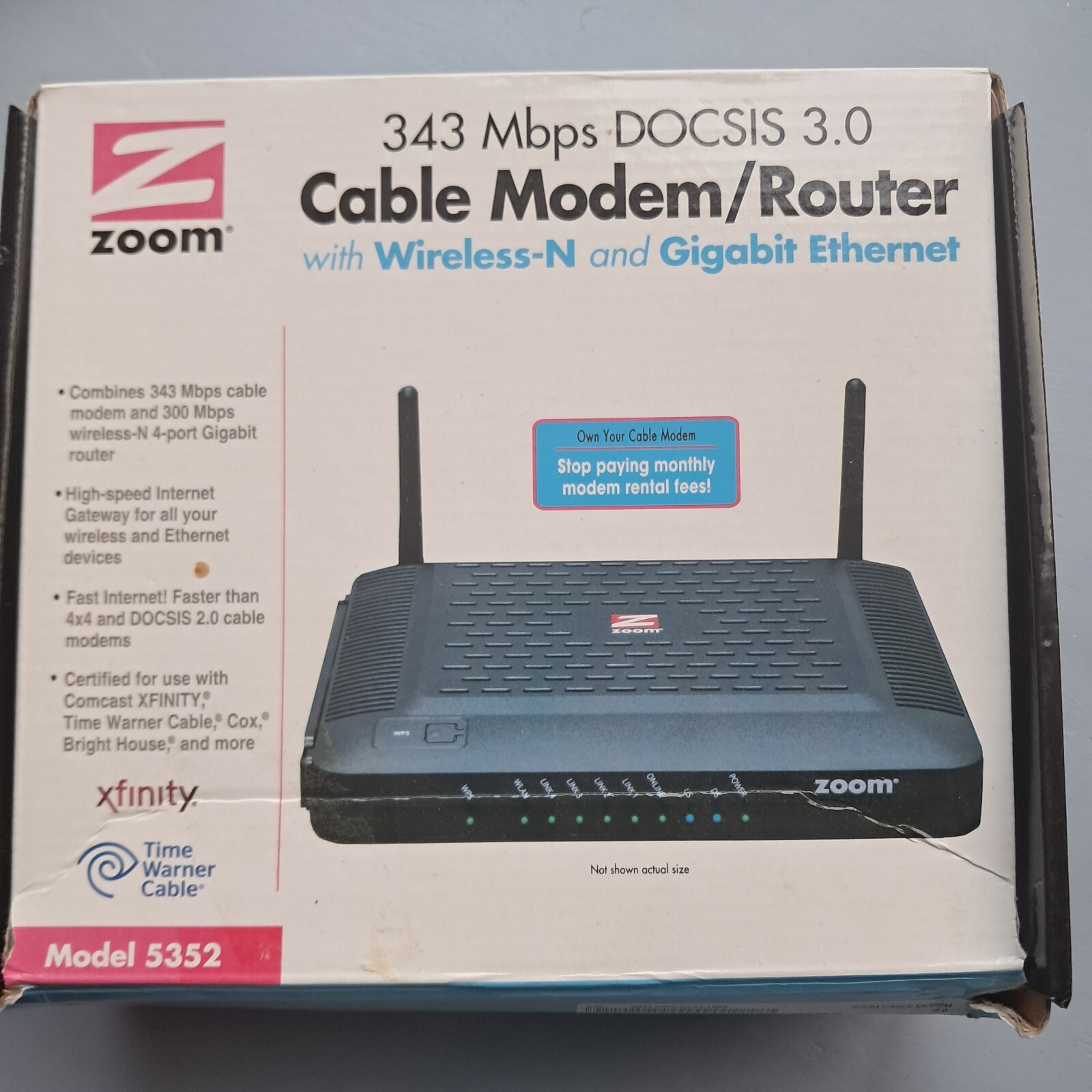 Zoom Model 5352 DOCSIS 3.0 Cable Wireless N and Gigabit Ethernet Modem Router