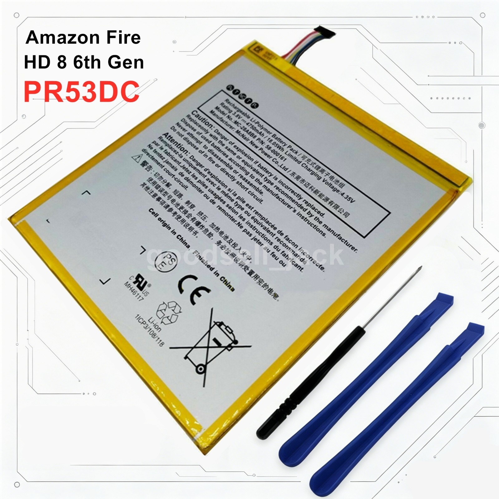 New Battery 58-000161 MC-28A8B8 26S1018 for Amazon Fire HD 8 6th Gen PR53DC