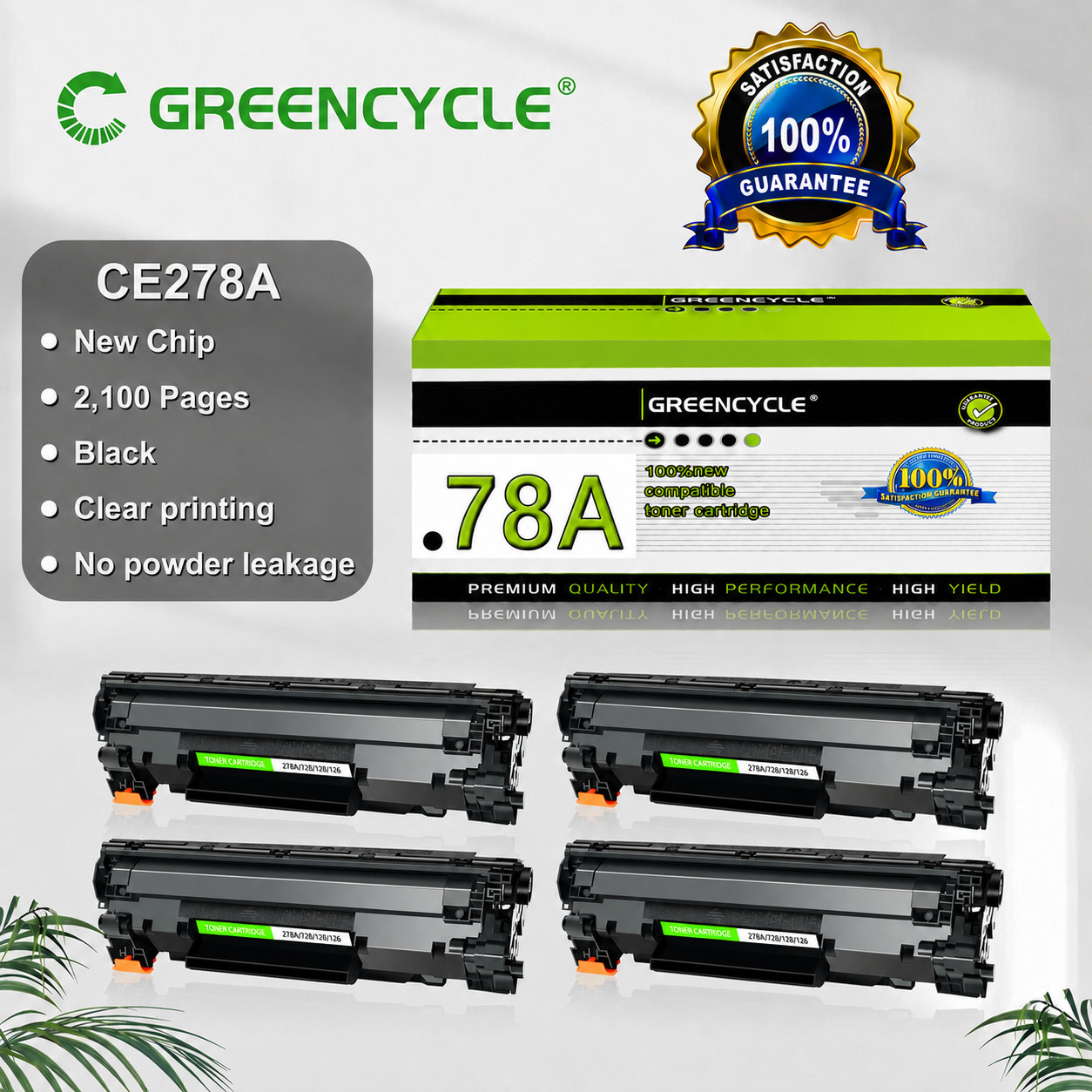 4PK 2100 Page CE278A 78A Black Toner for HP P1560 P1566 P1600 P1606dn M1536dnf