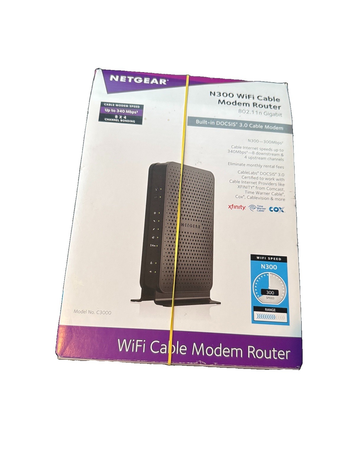 NETGEAR C3000 N300 WiFi Cable Modem Router DOCSIS 3.0 Open Box Sealed